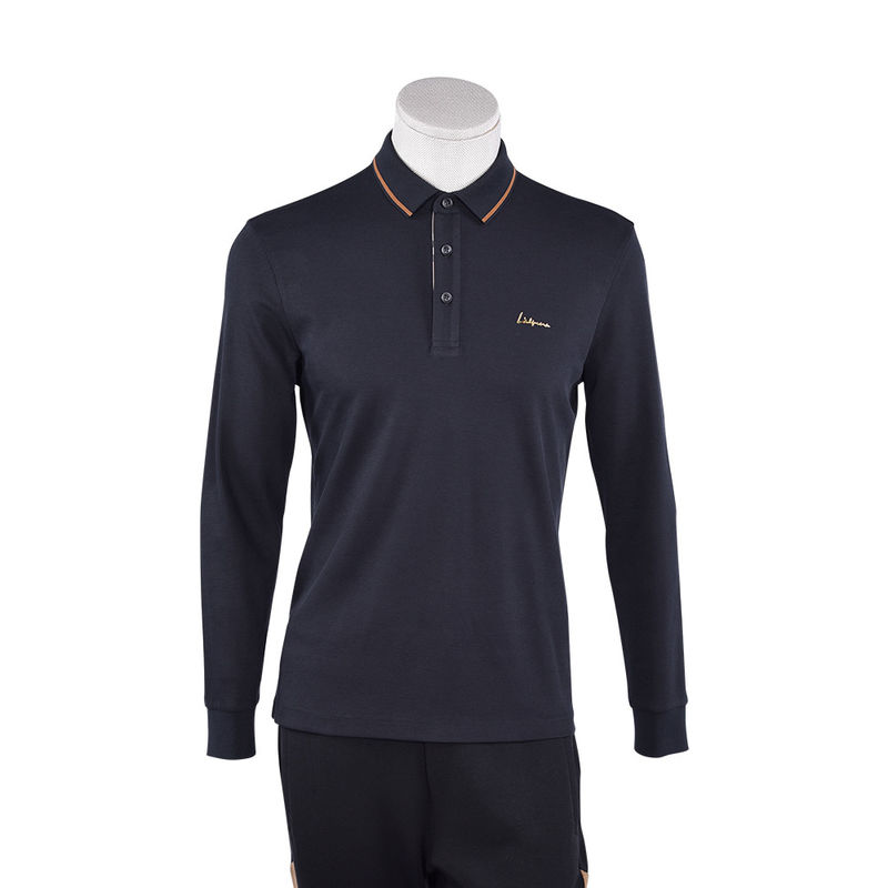 Zielone drukowanie logo na zamówienie anty-pilling bawełniana długiego rękawa koszulka polo dla biznesu