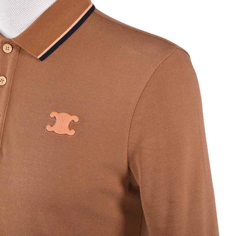 Specjalny design kołnierza, koszulka polo o prostym kolorze z logo i tkaniną