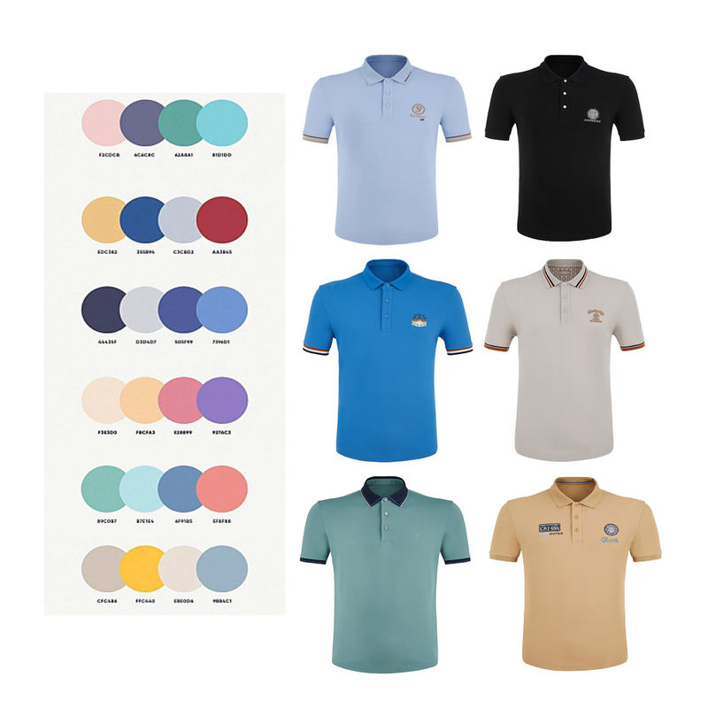 95% poliester 5% tkanina spandeks Custom Golf Polo T-shirt z czarnym kołnierzem polo