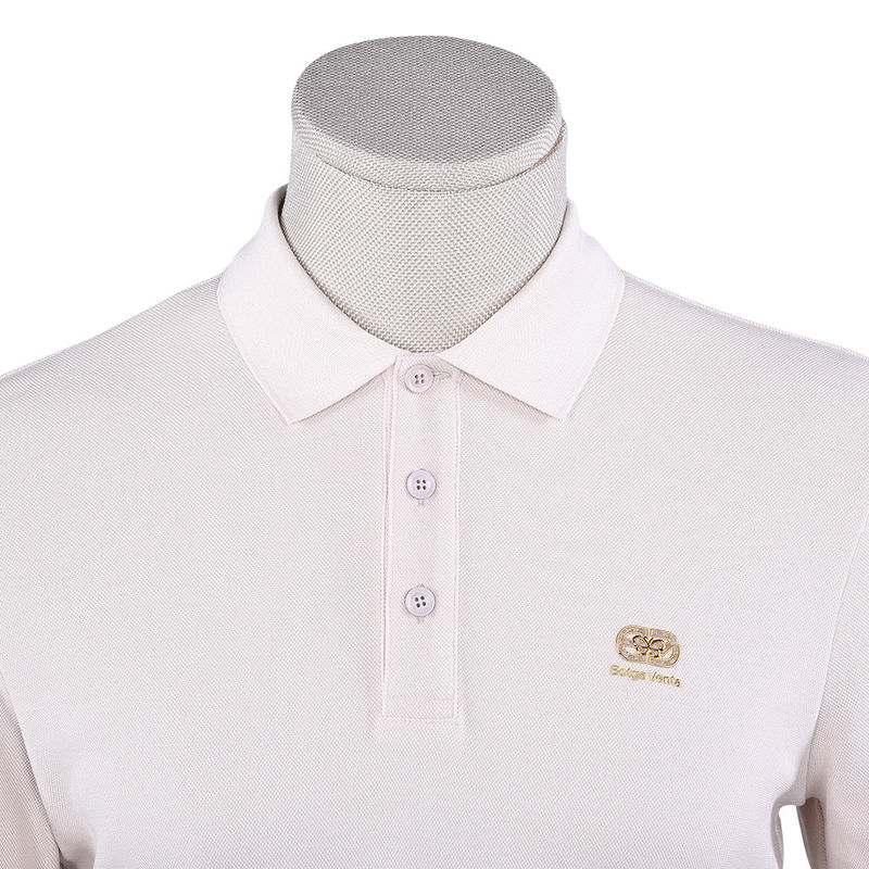 Koszulka polo z białym długim rękawem, logo na zamówienie, tkanina, waga 170-210 g