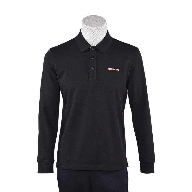 92 Koszulki polo z poliestru 8 Spandex dla mężczyzn długie rękawy prosty polo antywrotkowy