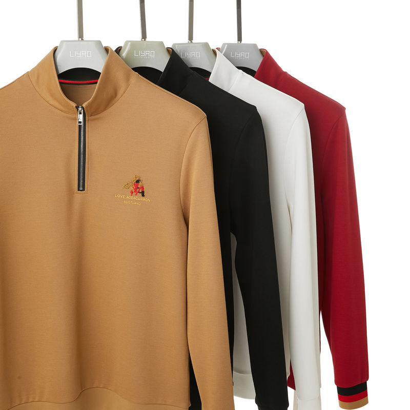 Koszulki polo dla mężczyzn 100% bawełna pełno rękaw Custom Logo Stand Kołnierz Regularna długość