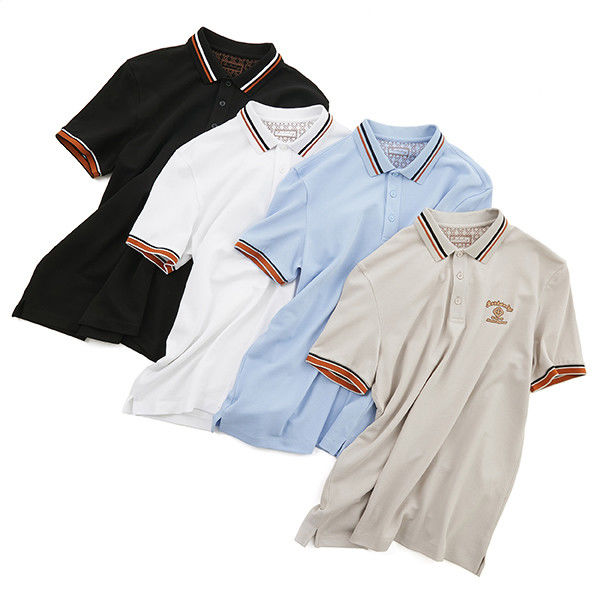 Czarne koszulki polo męskie z tkaniny Jersey z niestandardowym logo i obrożką