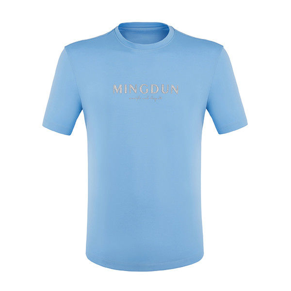 Normalna długość Wiosna Latem Niebieski Krótkie rękawy Plain 100% Bawełna Custom T-shirt dla mężczyzn