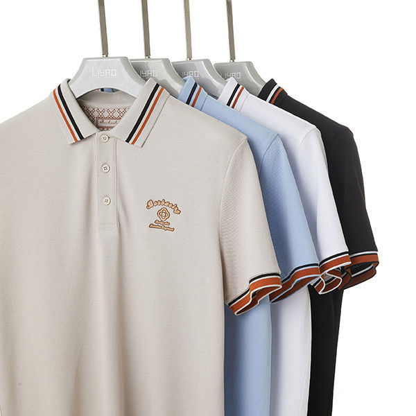 Logo celne 100 Bawełna wysoka chwała Polo T-shirt Paskowy obroża Polo Koszulka wygodna