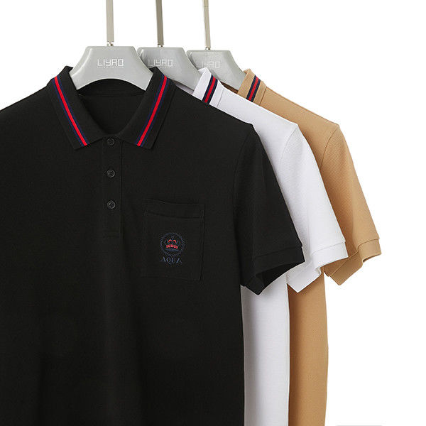 Koszulka polo męska w stylu casual z krótkim rękawem i dostosowanym logo z oddychającą tkaniną