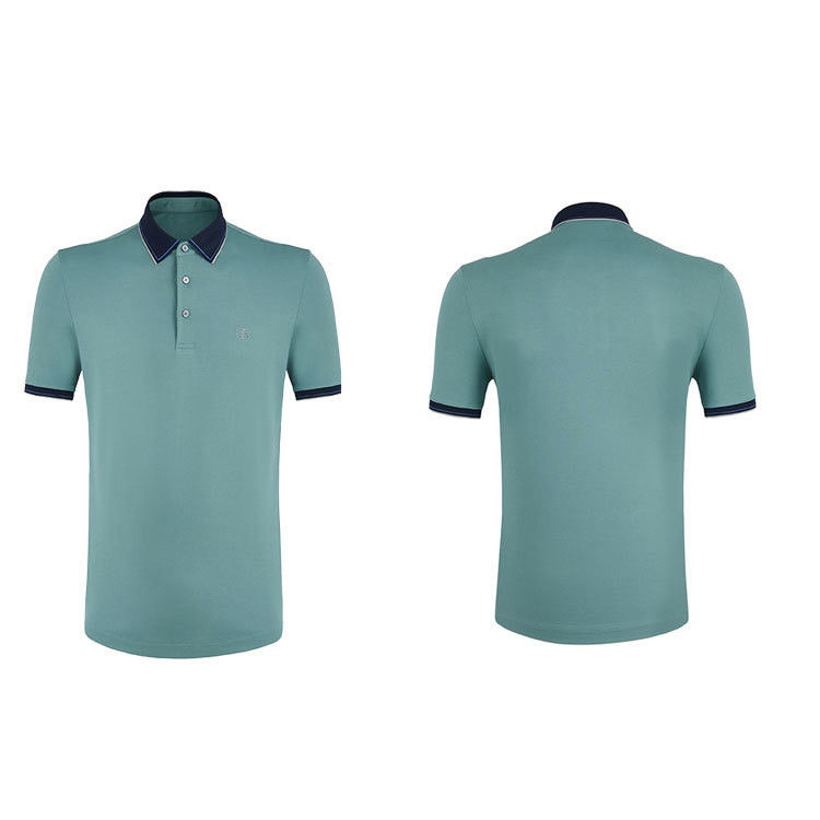 Laty krótkie rękawy Dwukolorowe koszulki polo dla mężczyzn w 100% bawełny / 95% 5% tkaniny spandex