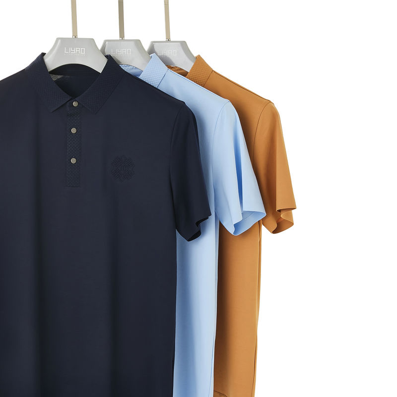 Logo kolorowe Polo Spandex Nylon T-shirt męski bez szwu dla wzórów OEM ODM