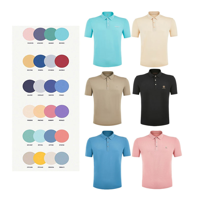Logo kolorowe Polo Spandex Nylon T-shirt męski bez szwu dla wzórów OEM ODM