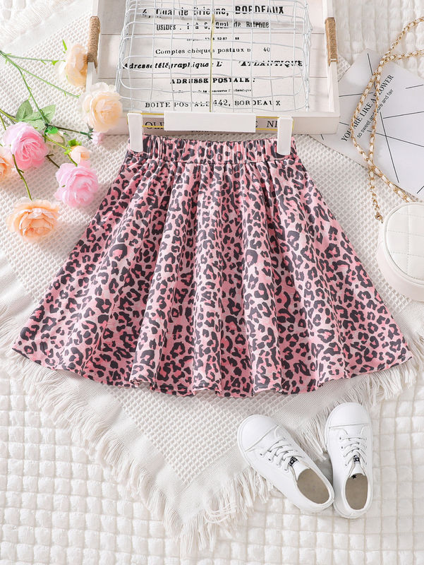 Dziewczyny Krótkie spódnice i sukienki Leopard Drukowany w 91% poliester 9% tkanina spandex