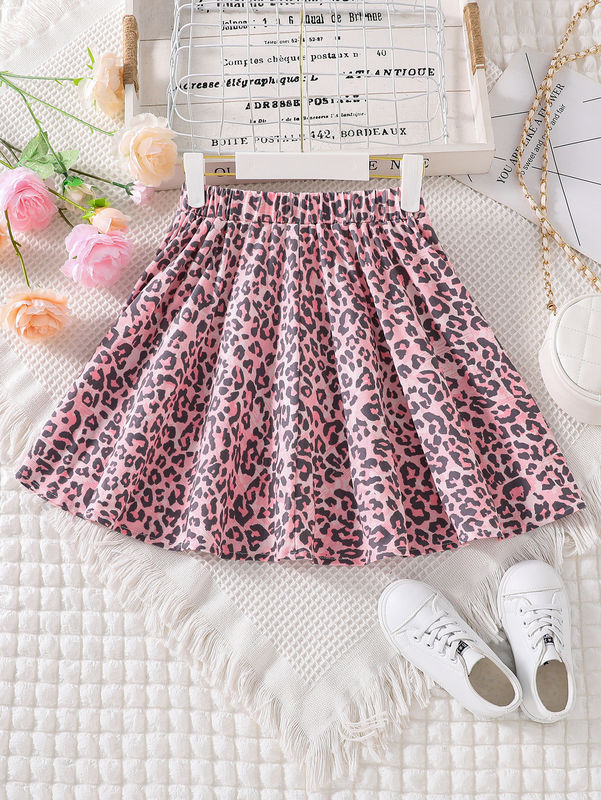 Dziewczyny Krótkie spódnice i sukienki Leopard Drukowany w 91% poliester 9% tkanina spandex