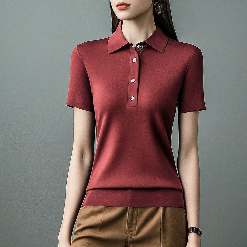 Płytkowane koszule polo z krótkim rękawem damskie prosty barwiony antywrotkowy OEM ODM