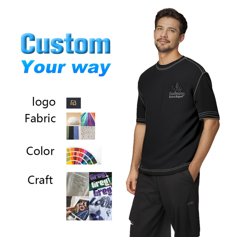 Gorąco Sprzedawana Jakość Letnia Czarna Męska Koszulka T-shirt Oversize z Obniżonymi Ramionami, Ciężka Bawełna, Streetwear