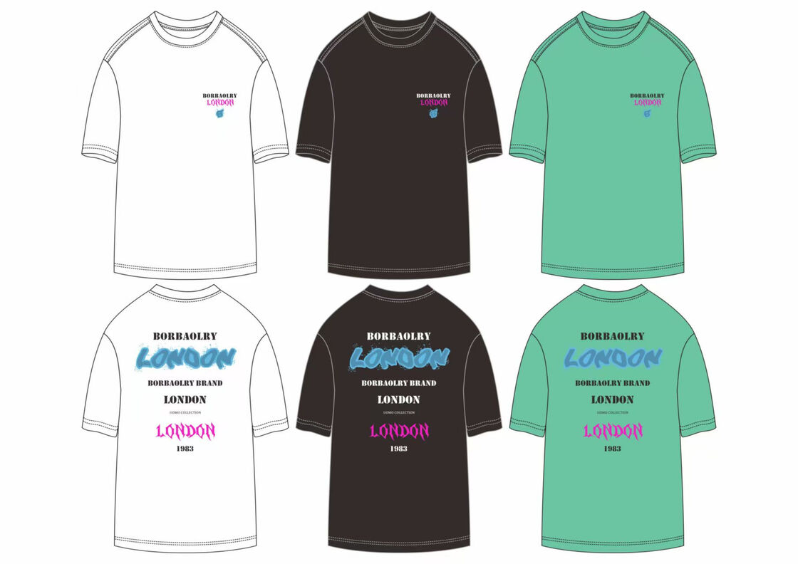 Konkurencyjna cena Logo na zamówienie T-shirt ciężki nadmiarowy 100% bawełniany czarny z szyją dla mężczyzn