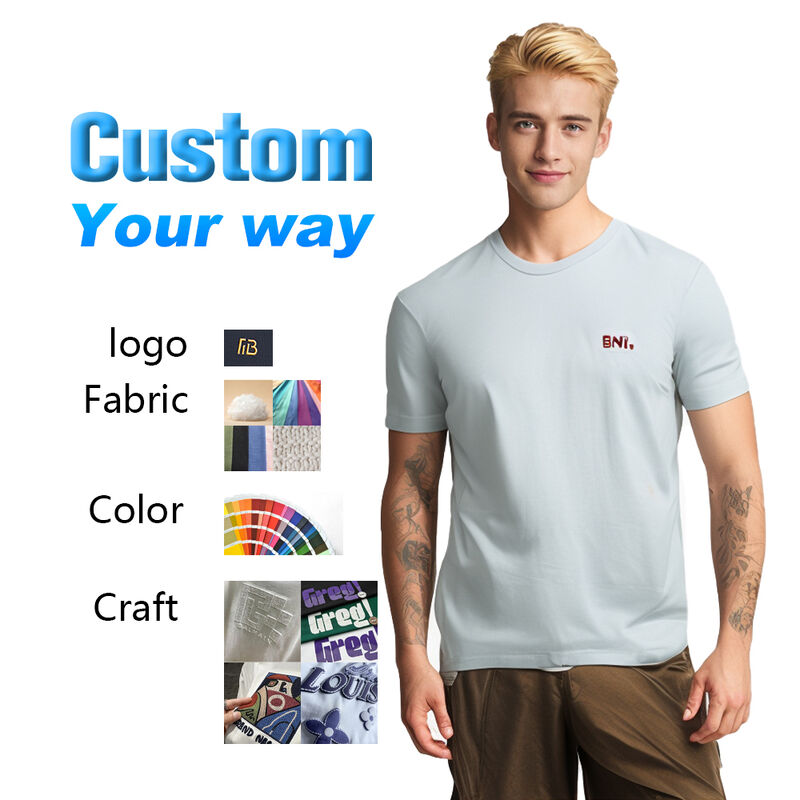 Wysokiej jakości letnie męskie T-shirty z okrągłym dekoltem, luźne, sportowe, do biegania, oddychające bawełniane topy odzieżowe