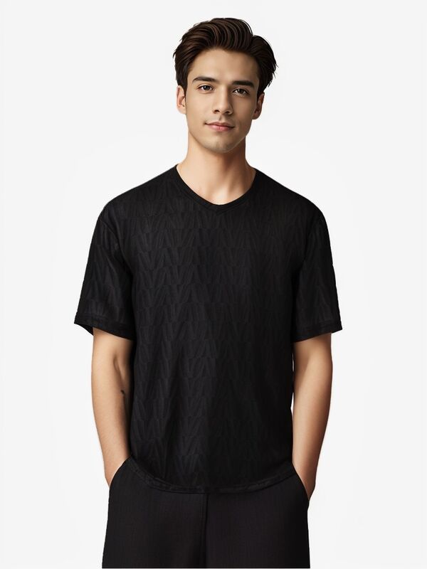 Letnia męska koszulka polo z krótkim rękawem z lodowego jedwabiu w kratę, elegancka, luksusowa, rekreacyjna, z półrękawem, luźny krój, dzianinowa, nowa