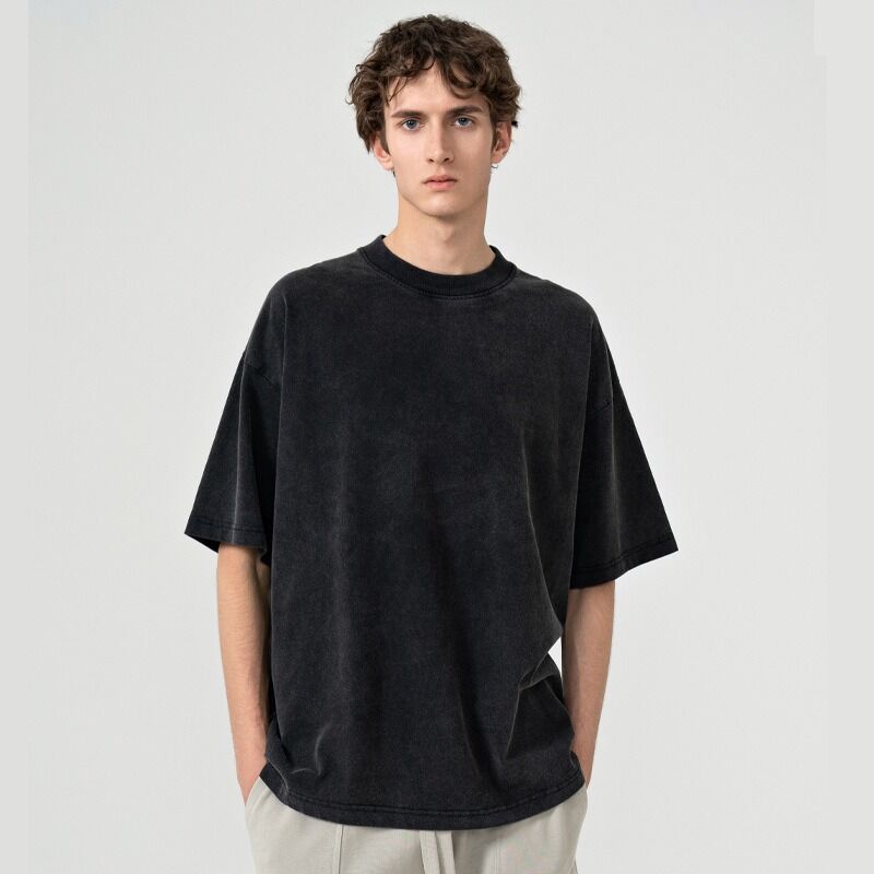 Niestandardowy projekt prosty mężczyźni nadmiarowy ciężki bawełna Vintage Wasch T-shirty Wasched T-shirts Unisex