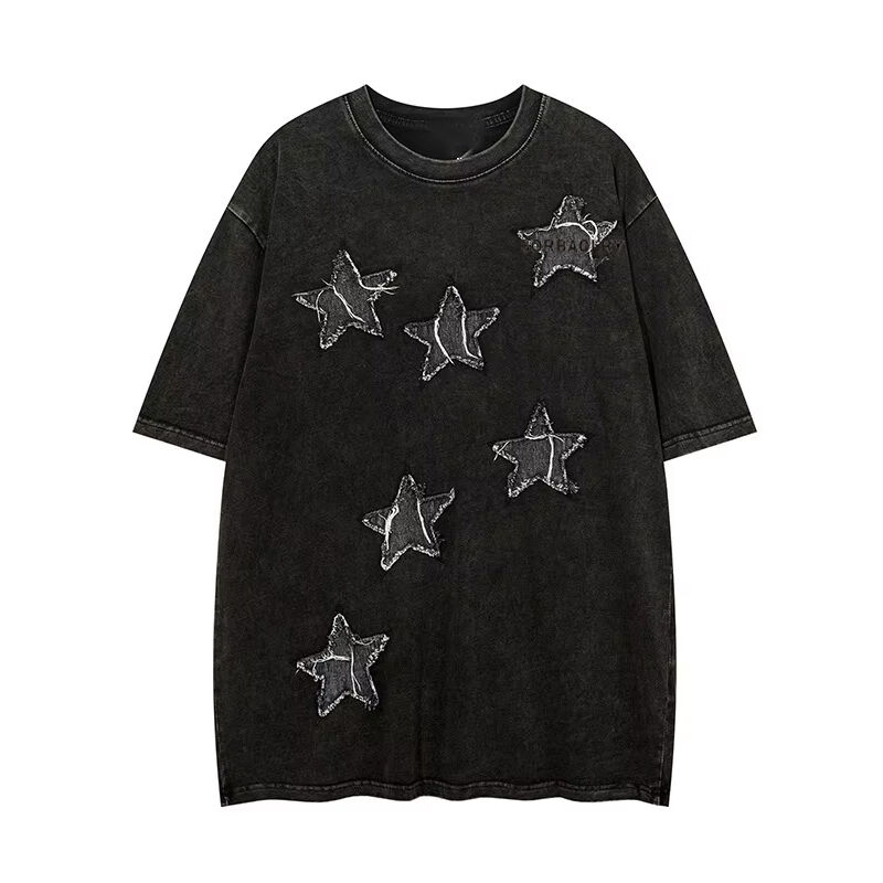 Wysokiej jakości ubrania uliczne na zamówienie Koszulka na szyję, płatki, naklejki, brody, kwas, zmyte koszulki z wieków