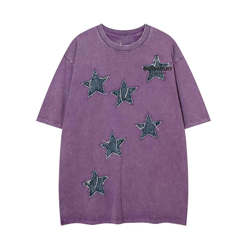 Wysokiej jakości ubrania uliczne na zamówienie Koszulka na szyję, płatki, naklejki, brody, kwas, zmyte koszulki z wieków