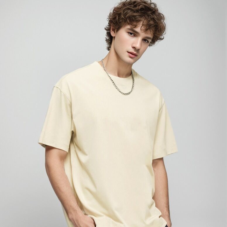 Spersonalizowana męska koszulka z pustym nadrukiem, wysokiej jakości, ciężka koszulka z prążkowanym dekoltem dla mężczyzn