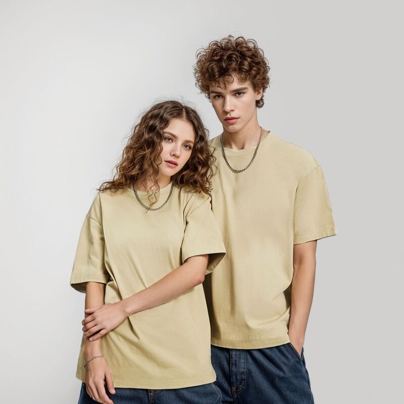 Spersonalizowana męska koszulka z pustym nadrukiem, wysokiej jakości, ciężka koszulka z prążkowanym dekoltem dla mężczyzn