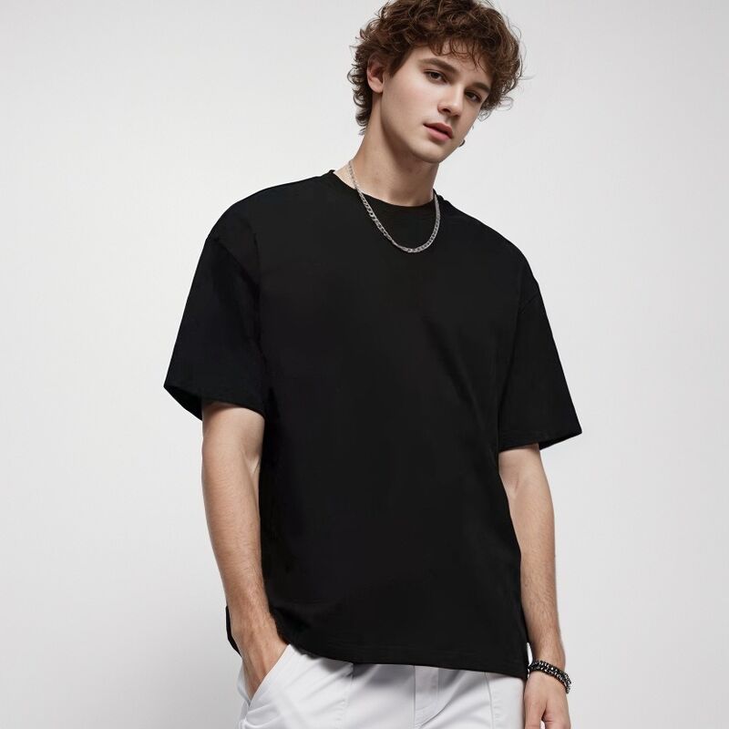 Spersonalizowana męska koszulka z pustym nadrukiem, wysokiej jakości, ciężka koszulka z prążkowanym dekoltem dla mężczyzn