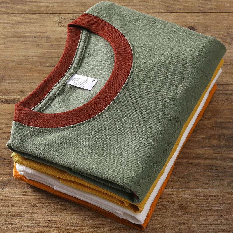 Hurtownia Producentów Niestandardowa Koszulka T-shirt z Blokami Kolorów i Przeszyciami, Unisex, Ciężka, Wysokiej Jakości, Dwukolorowa Koszulka T-shirt z Łatkami