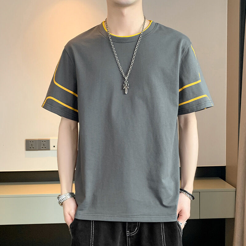 Oem Niestandardowe haftowane logo z nadrukiem dla mężczyzn koszulka z krótkim rękawem z luźnym topem letnia koszulka z półrękawem