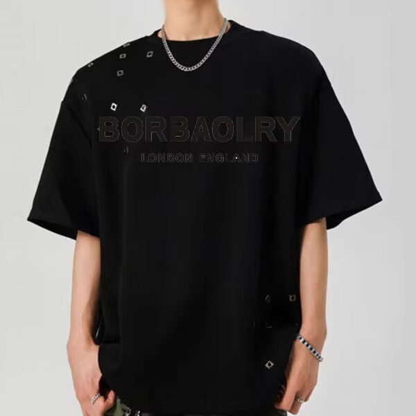 Czarny T-shirt Oversize OEM z grafiką, Acid Wash, Vintage, Custom, Hurtownia, Spierany T-shirt, Heavy Weight