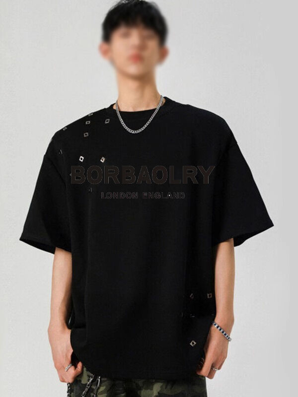 Czarny T-shirt Oversize OEM z grafiką, Acid Wash, Vintage, Custom, Hurtownia, Spierany T-shirt, Heavy Weight