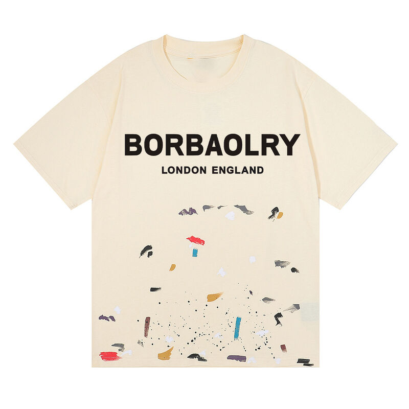 Niestandardowe męskie T-shirty oczyszczone kwasem Galeria Street Wear Graffiti Farba Splash Cotton Wholesale Solid Pattern Wknoty