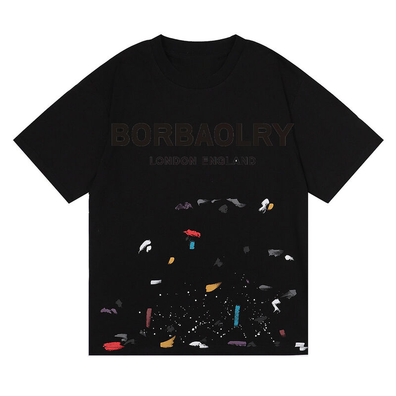 Niestandardowe męskie T-shirty oczyszczone kwasem Galeria Street Wear Graffiti Farba Splash Cotton Wholesale Solid Pattern Wknoty