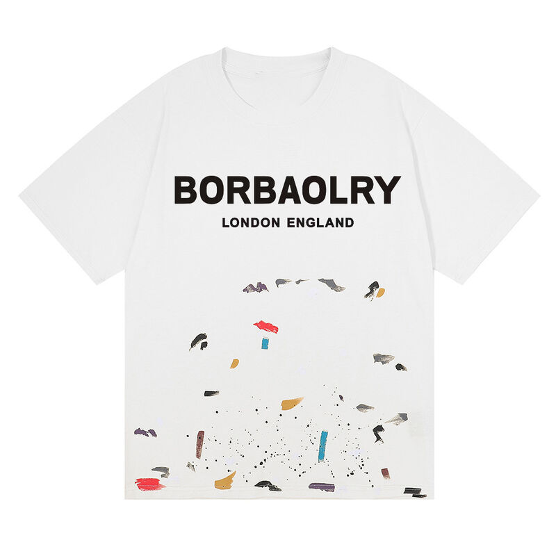 Niestandardowe męskie T-shirty oczyszczone kwasem Galeria Street Wear Graffiti Farba Splash Cotton Wholesale Solid Pattern Wknoty