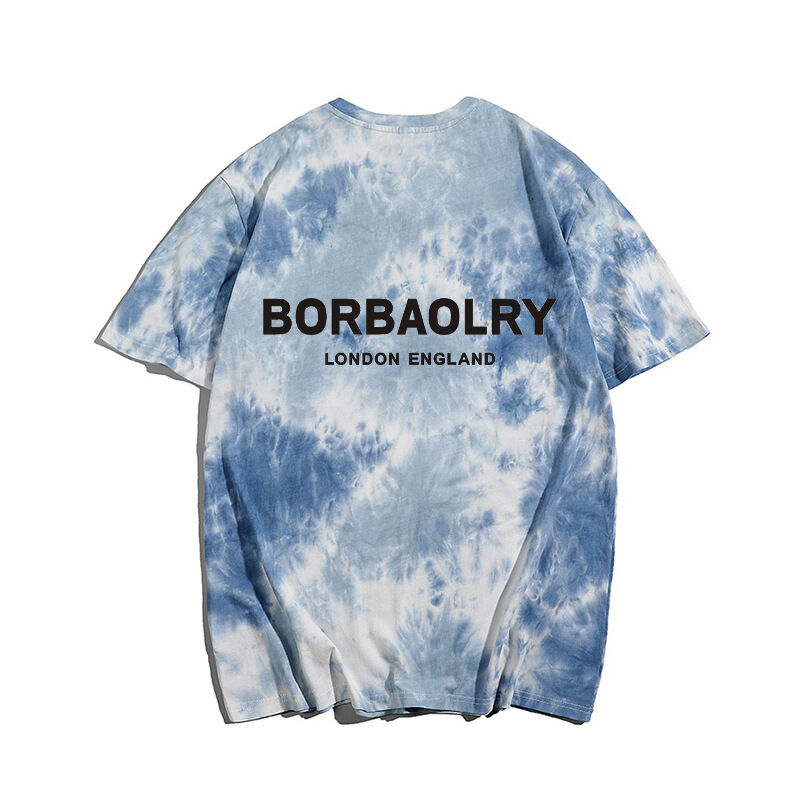 Nowa Moda Męska Wysokiej Jakości T-shirt z Okrągłym Dekoltem Oversize Bawełniany Tie Dye Streetwear