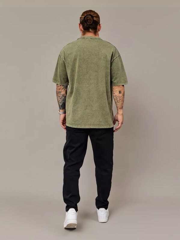 Najwyższej jakości męska koszulka oversize w stylu high street, elastyczna, z grafiką, crop top, niezbędnik letni