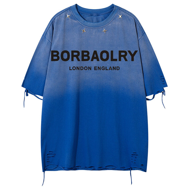 Letnia, postarzana, oversize, vintage, uliczna koszulka z ozdobnymi guzikami, gładka, sportowa koszulka z krótkim rękawem w męskim stylu