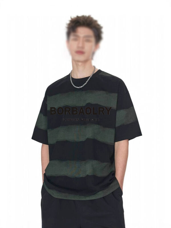 Sprzedaż hurtowa 220g T-shirt bawełniana Moda Luźny Strzałkowy Top Krawat Farbowany Rzemiosłowy Upadły ramiona Okrągła szyja Krótki rękaw