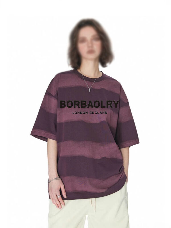 Sprzedaż hurtowa 220g T-shirt bawełniana Moda Luźny Strzałkowy Top Krawat Farbowany Rzemiosłowy Upadły ramiona Okrągła szyja Krótki rękaw