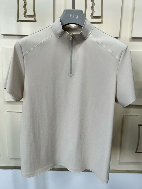 Męskie koszulki z krótkim rękawem i wysokim kołnierzem, elastyczne, szybkoschnące i oddychające, do sportów na świeżym powietrzu