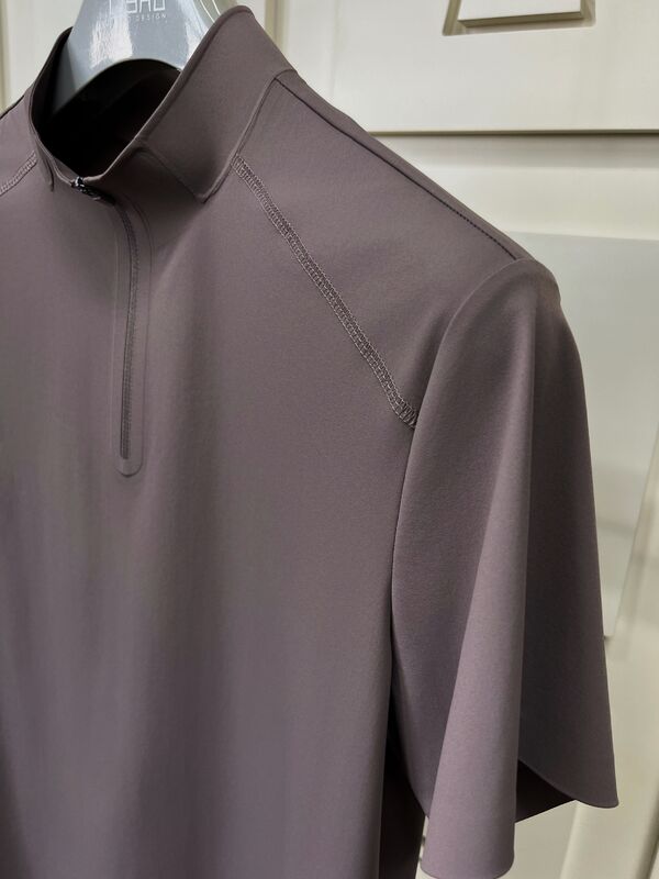 Męskie koszulki z krótkim rękawem i wysokim kołnierzem, elastyczne, szybkoschnące i oddychające, do sportów na świeżym powietrzu