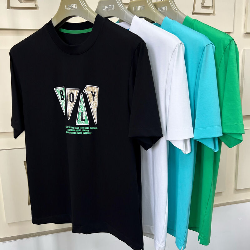 Męskie koszulki z krótkimi rękawami, modne T-shirty z graficznym nadrukiem i haftowaniem, wielokolorowe koszulki, 100% bawełniana koszulka dla mężczyzn