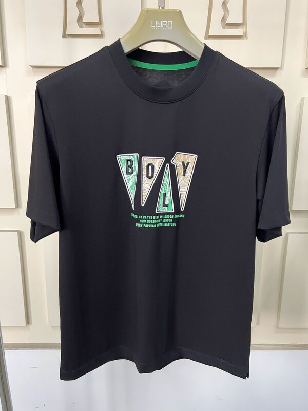 Męskie koszulki z krótkimi rękawami, modne T-shirty z graficznym nadrukiem i haftowaniem, wielokolorowe koszulki, 100% bawełniana koszulka dla mężczyzn