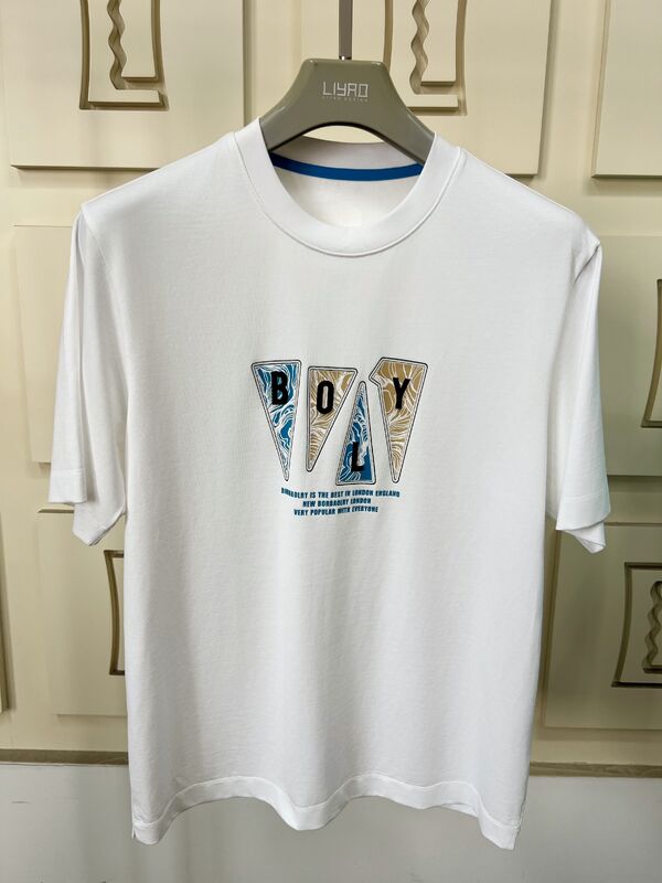 Męskie koszulki z krótkimi rękawami, modne T-shirty z graficznym nadrukiem i haftowaniem, wielokolorowe koszulki, 100% bawełniana koszulka dla mężczyzn