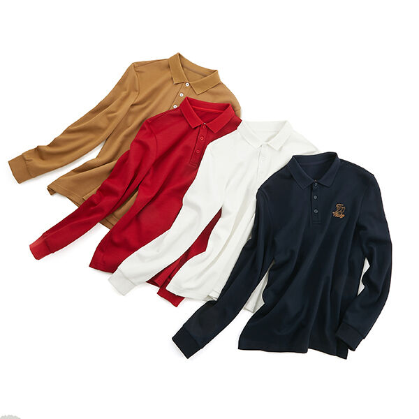 Wysoka elastyczność Przyjazna dla skóry Modna gładka bawełniana koszulka z długim rękawem Odzież męska Koszulki polo Wysoka jakość