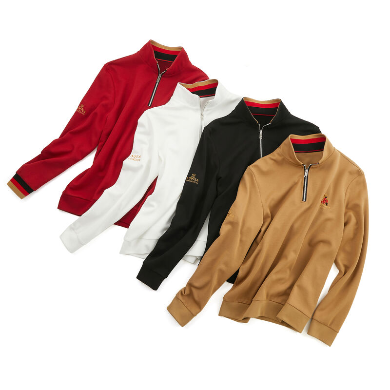 Wykwintne szycie miękka moda stójka niezbędne haftowana bawełniana bluza z kapturem producenci niestandardowy zamek błyskawiczny długi rękaw bluza