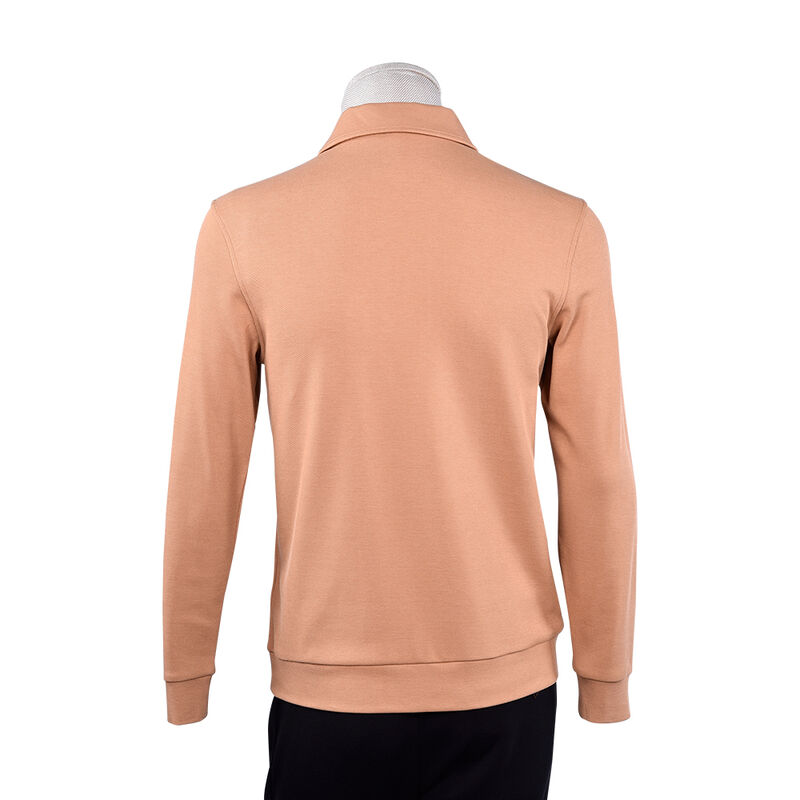280 gramów Casual Long Sleeve Zipper-up Customized With Color Polo T-Shirts dla mężczyzn