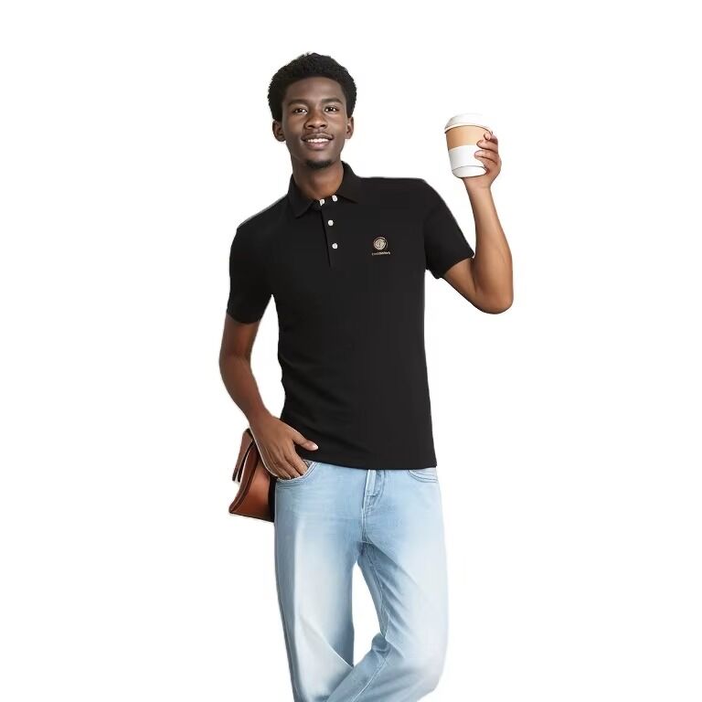 Nowy design hurtowy niestandardowe szybkie suche oddychające bawełniane czarne męskie bluzki polo