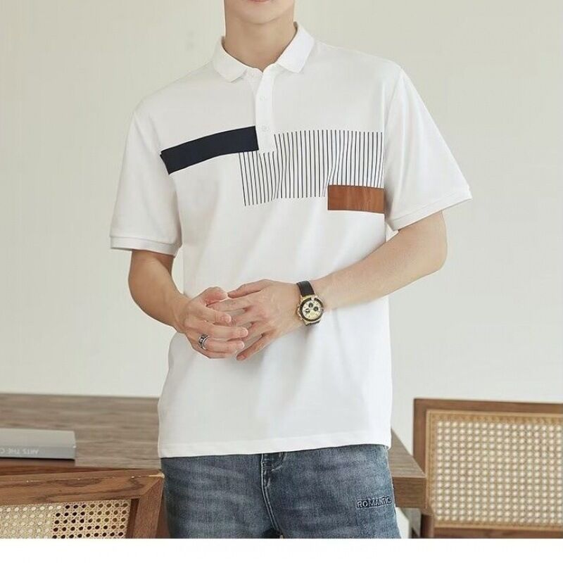 Niestandardowe logo Golf z krótkim rękawem dla koszulki polo Oddychający szybki suchy wykonany z bawełny Solidny wzór dla suchego lata Golfa