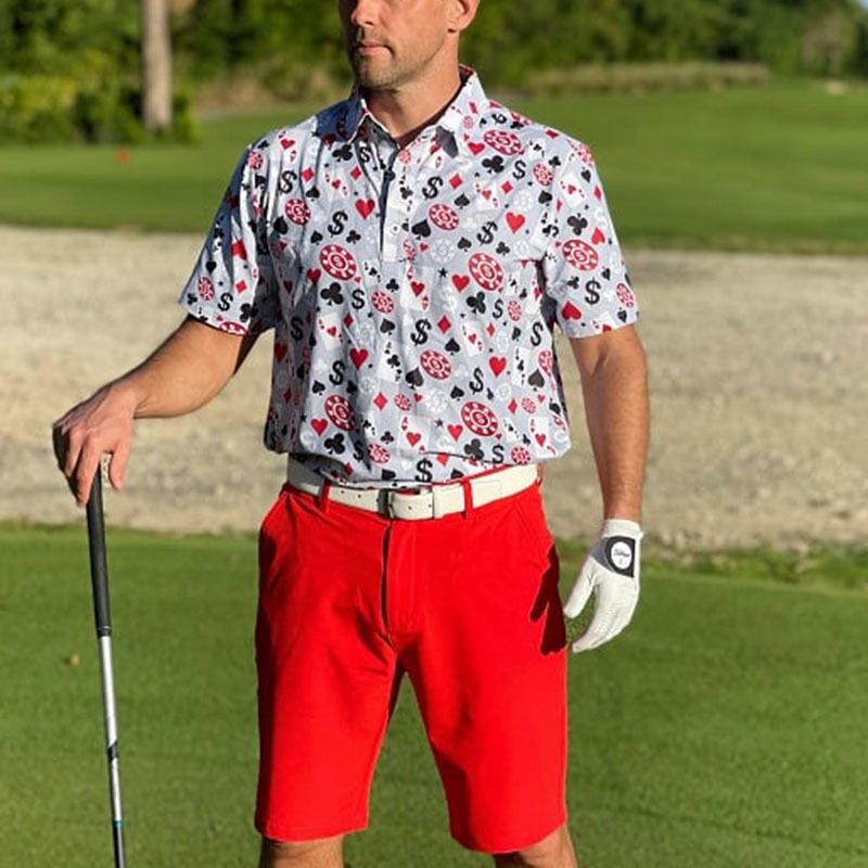 OEM wysokiej jakości męski poker Black Jack Golf Krótkie rękawy 4 Way Stretch lekkie szybkie suche koszulki polo