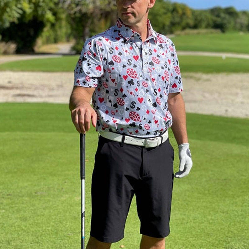 OEM wysokiej jakości męski poker Black Jack Golf Krótkie rękawy 4 Way Stretch lekkie szybkie suche koszulki polo
